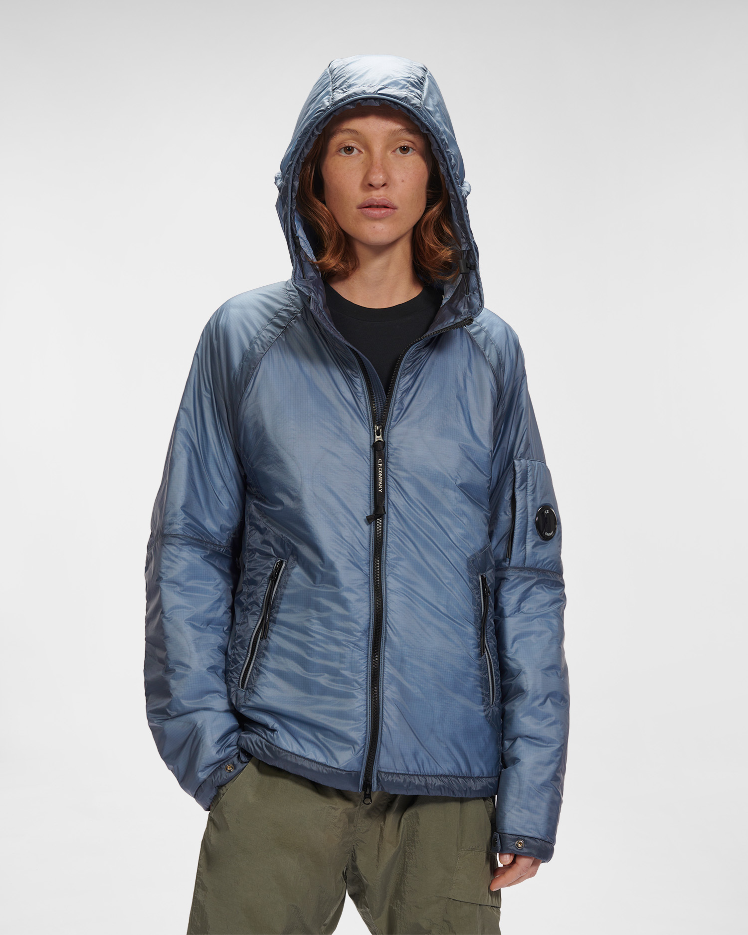 cp company blue puffer