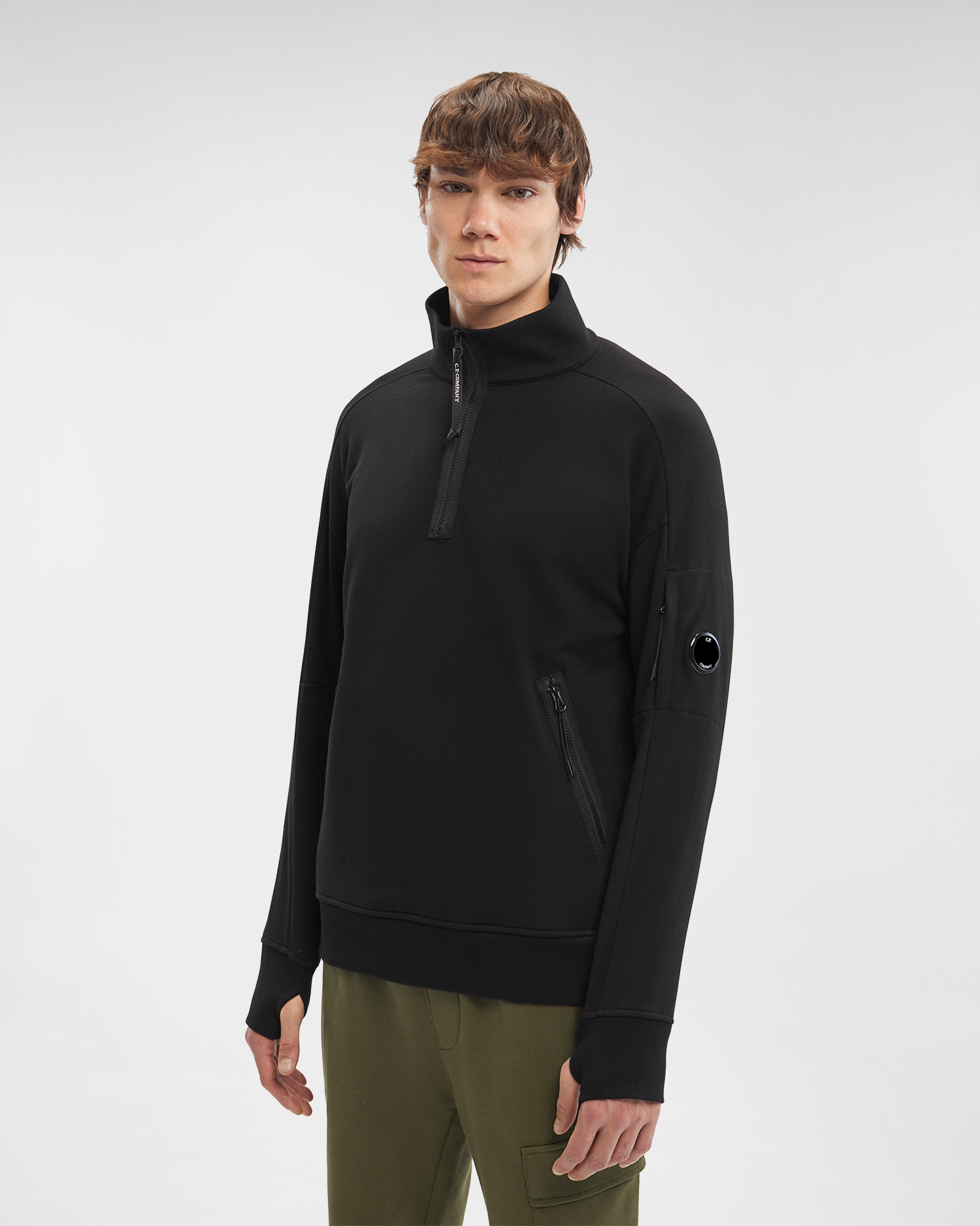 Diagonal Raised Fleece Stand Collar Sweatshirt | C.P. Company