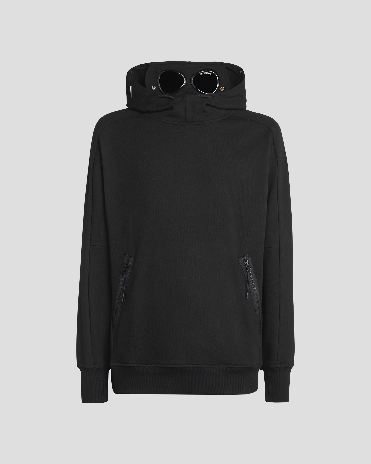 Cp company goggle hoodie black on sale