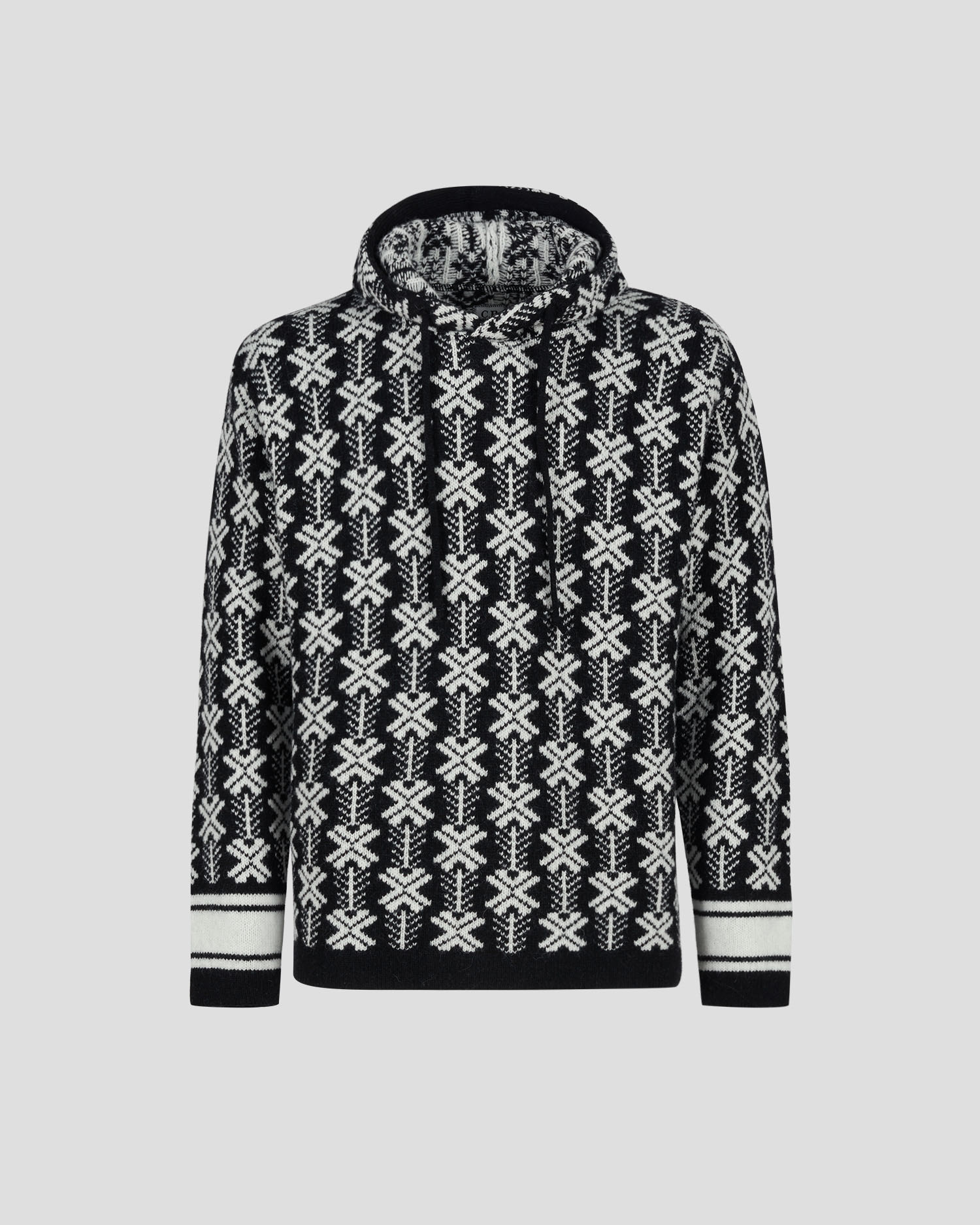 C.P. Company Wool Jacquard Logo Hooded Knit Black/White