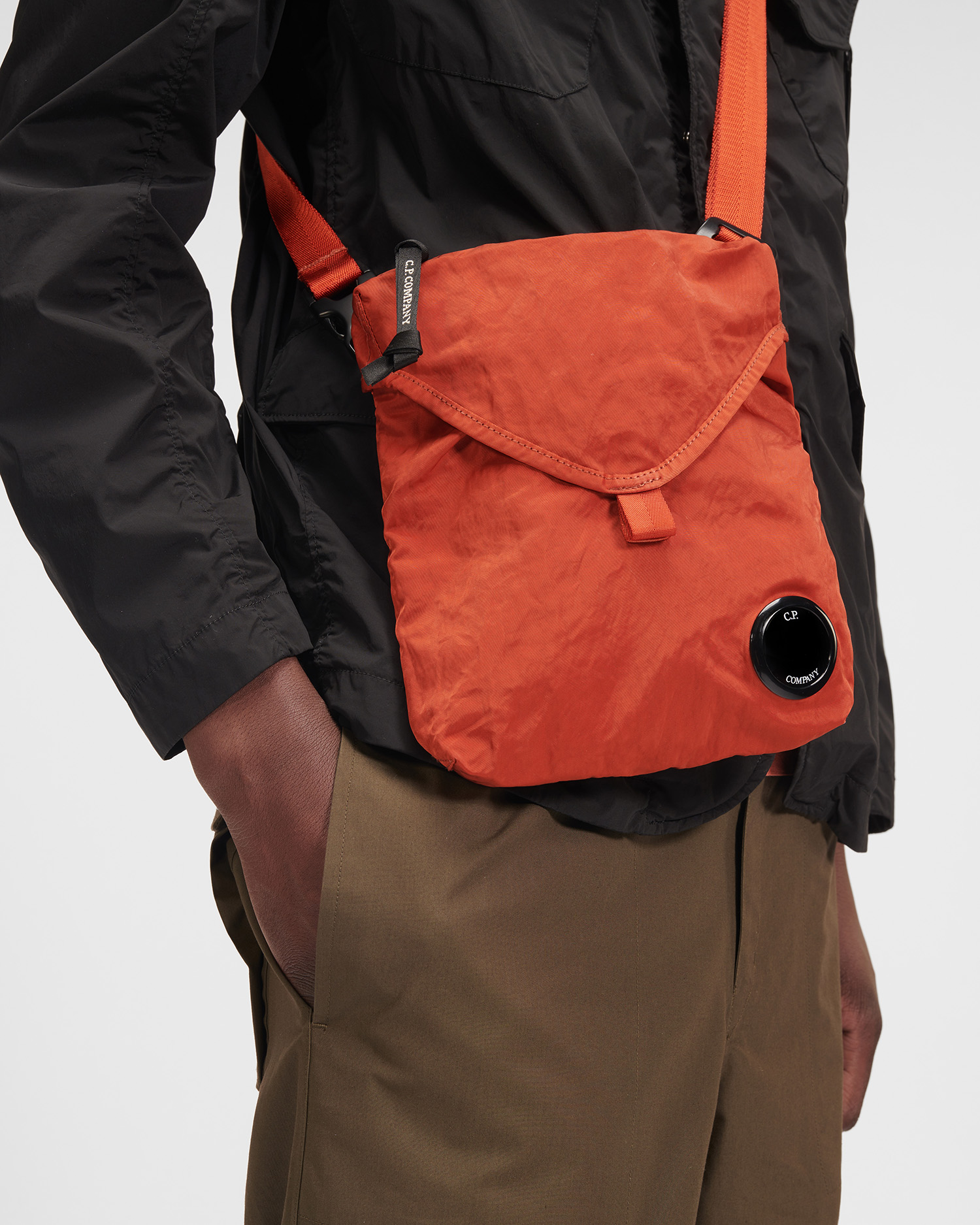 orange nylon crossbody bag