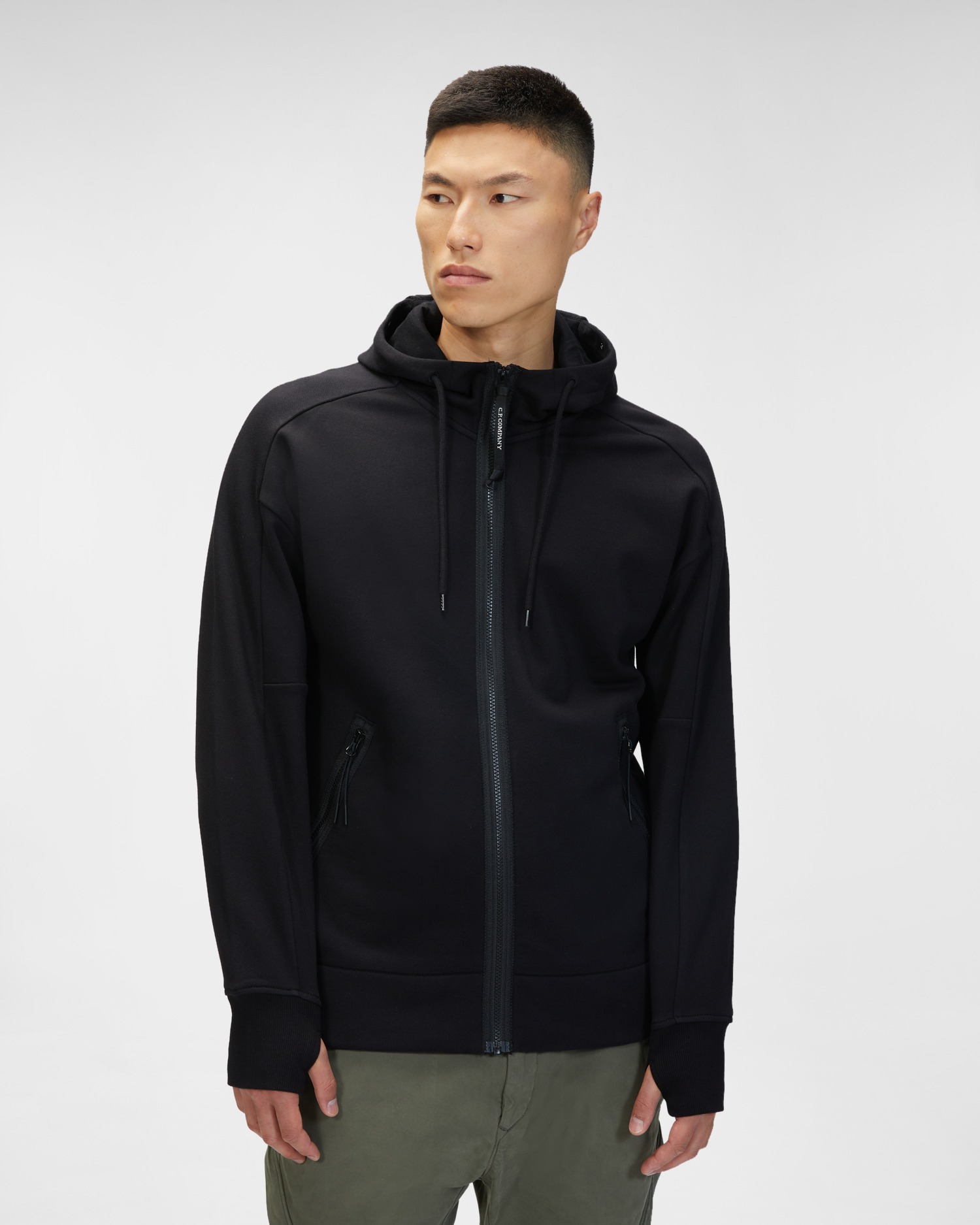 Diagonal Raised Fleece Goggle Hoodie C P Company Online Store