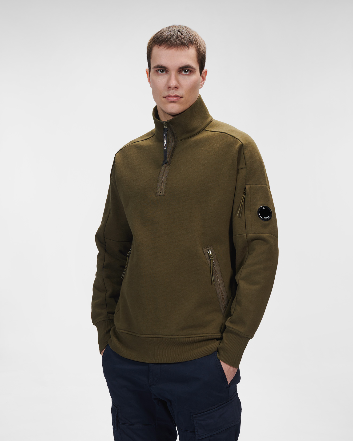 Diagonal Raised Fleece Stand Collar Sweatshirt | C.P. Company