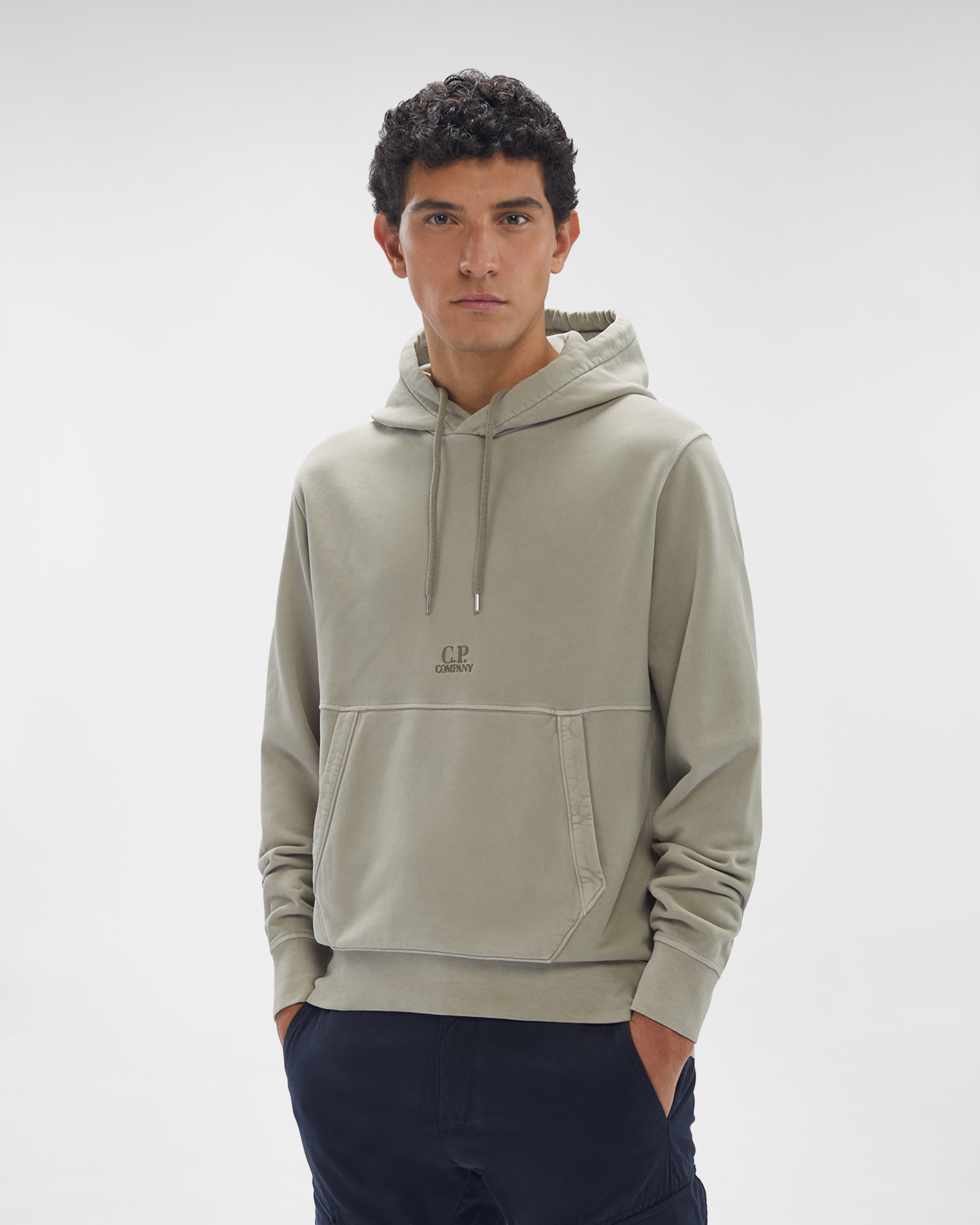 Brushed Emerized Diagonal Fleece Logo Hoodie