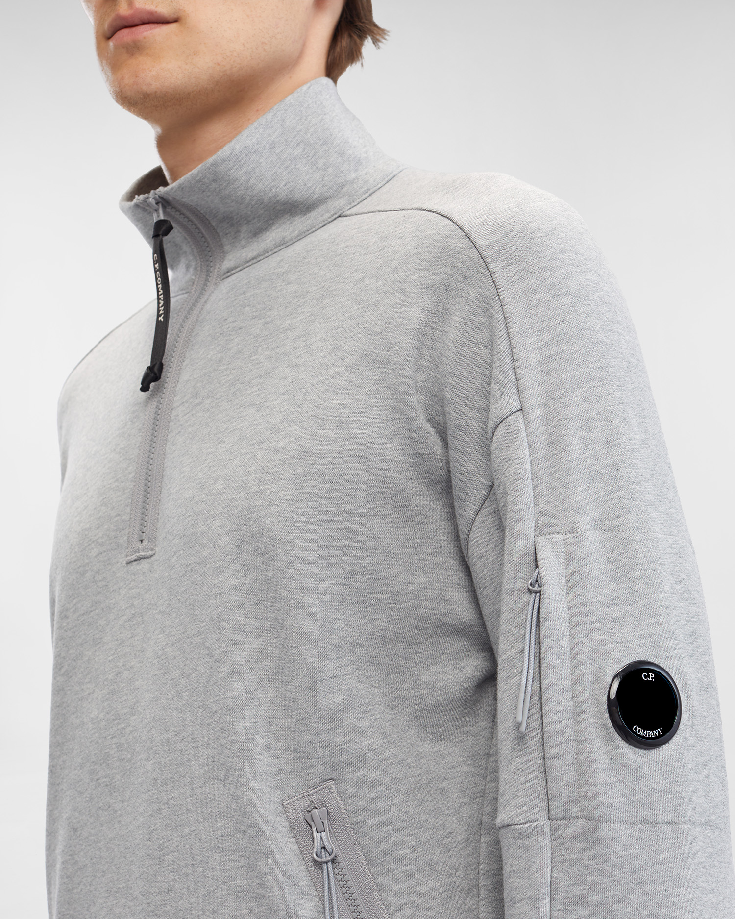 Diagonal Raised Fleece Stand Collar Sweatshirt