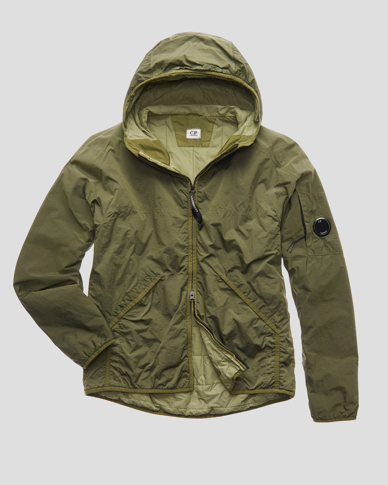 cp company nylon sleeve hooded sweatshirt