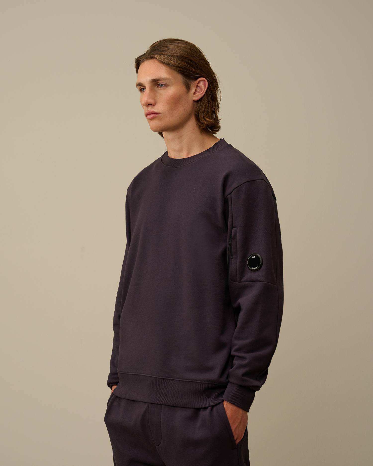 Diagonal Raised Fleece Crew Neck Lens Sweatshirt CPC ROW Online Store