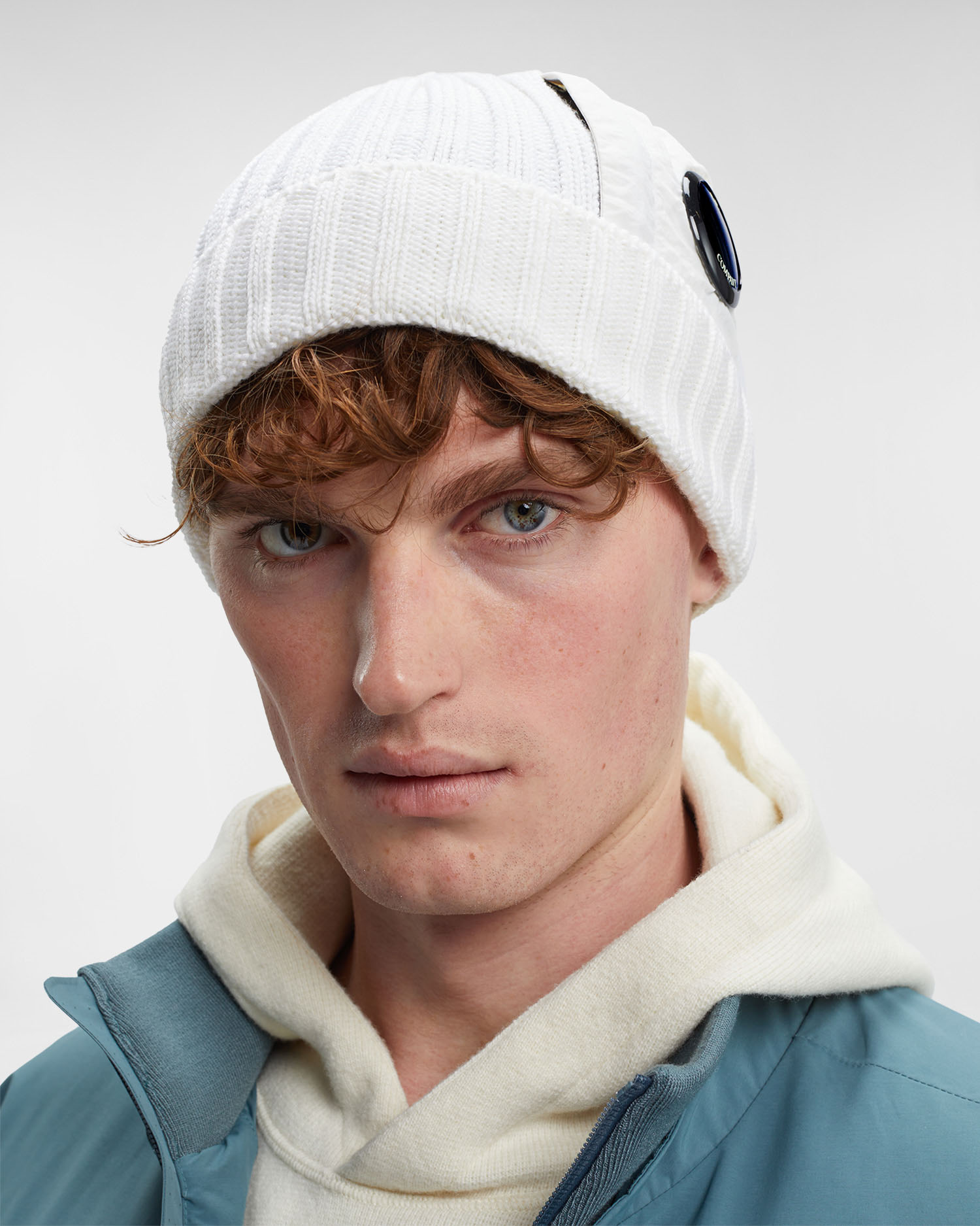 Bonnet CP COMPANY Extra Fine Merino Wool Beanie Gauze White