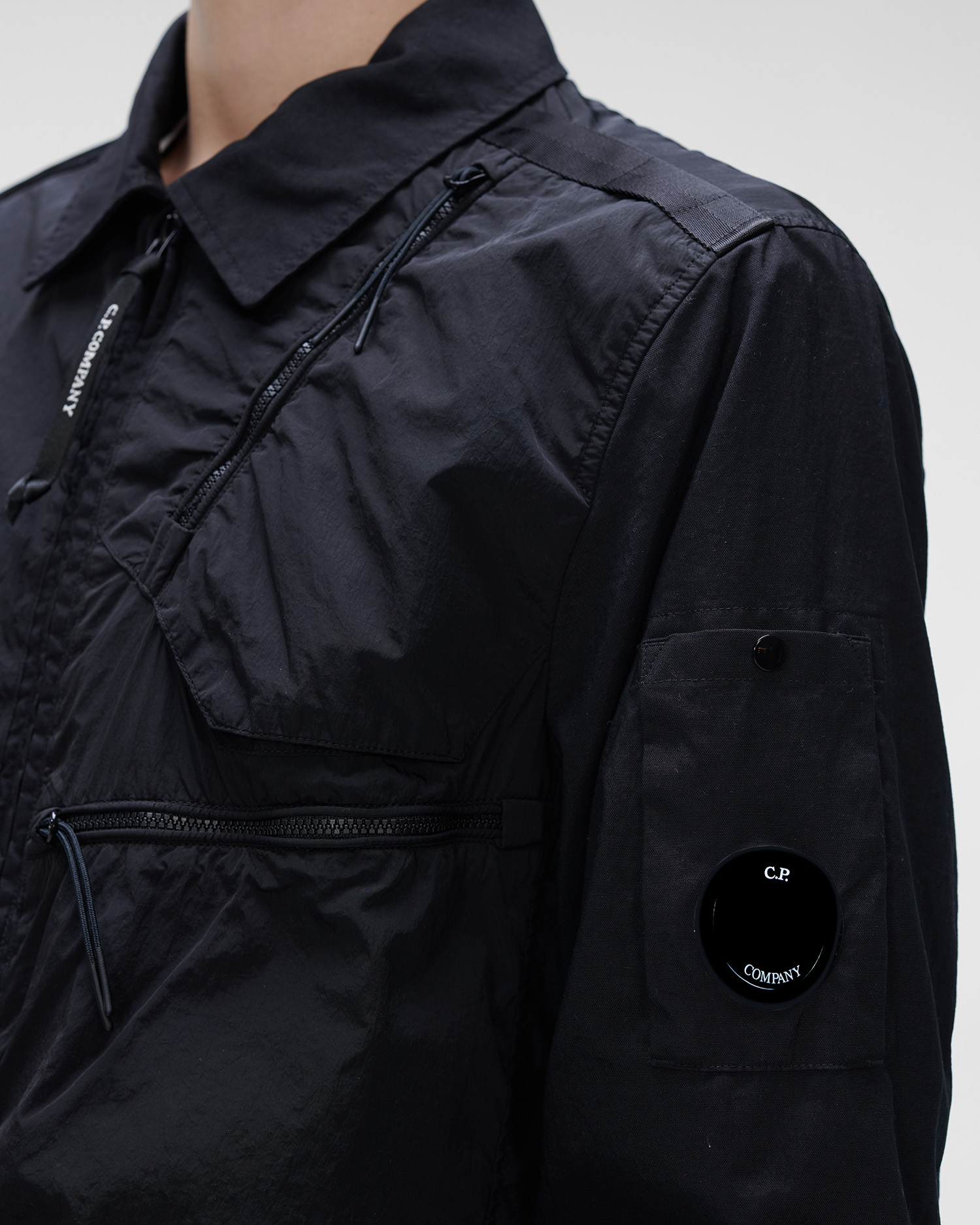 cp company black overshirt jacket